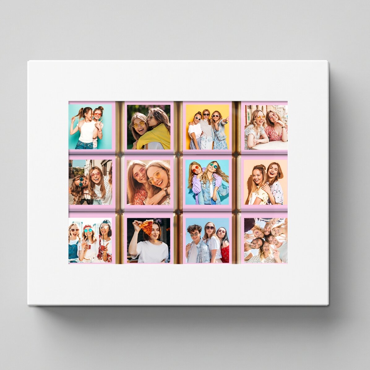 Geschenkbox mit 12 personalisierten Mini-Pralinen mit Fotos