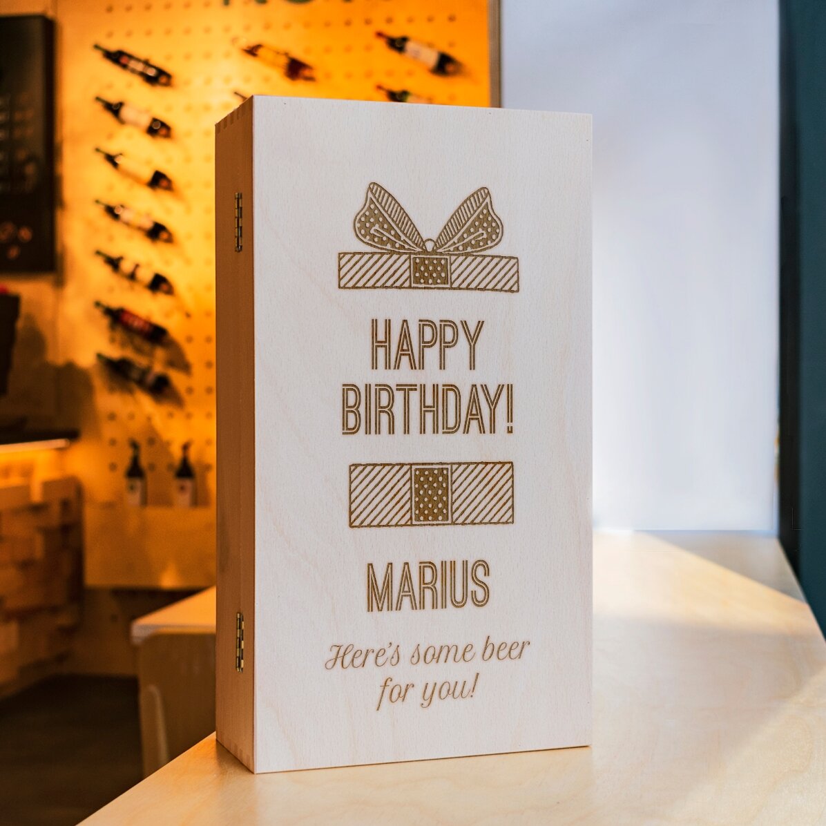 Personalisierte Bierbox für drei Flaschen – Geschenk