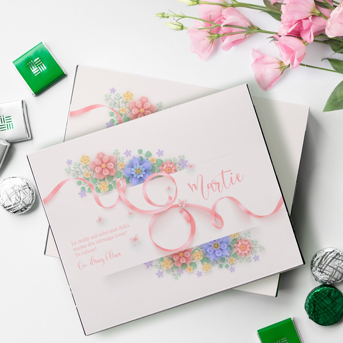 Personalisierte Pralinenschachtel mit Text für die Mutter – 8. März