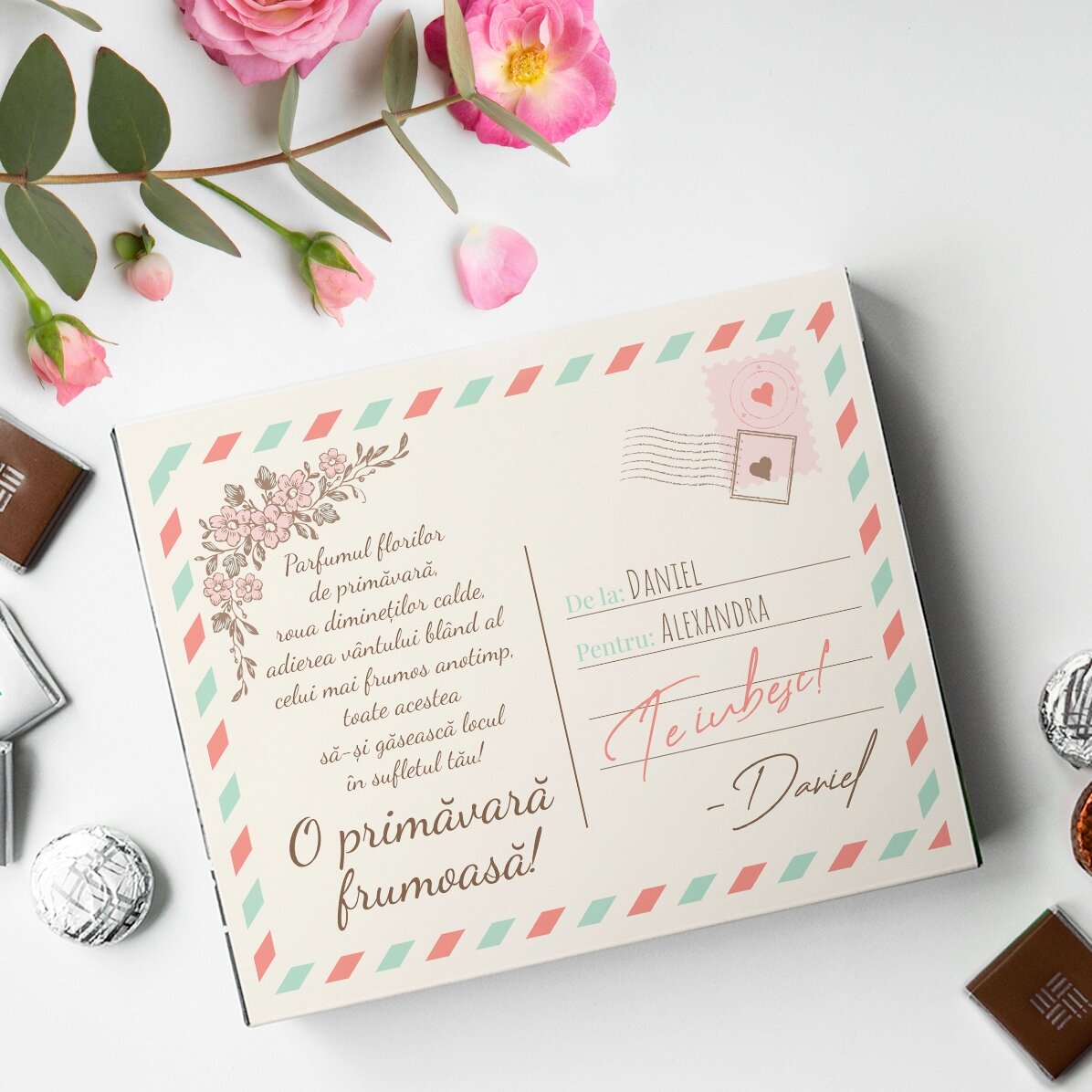 Personalisierte Pralinenschachtel mit Text – Ansicht