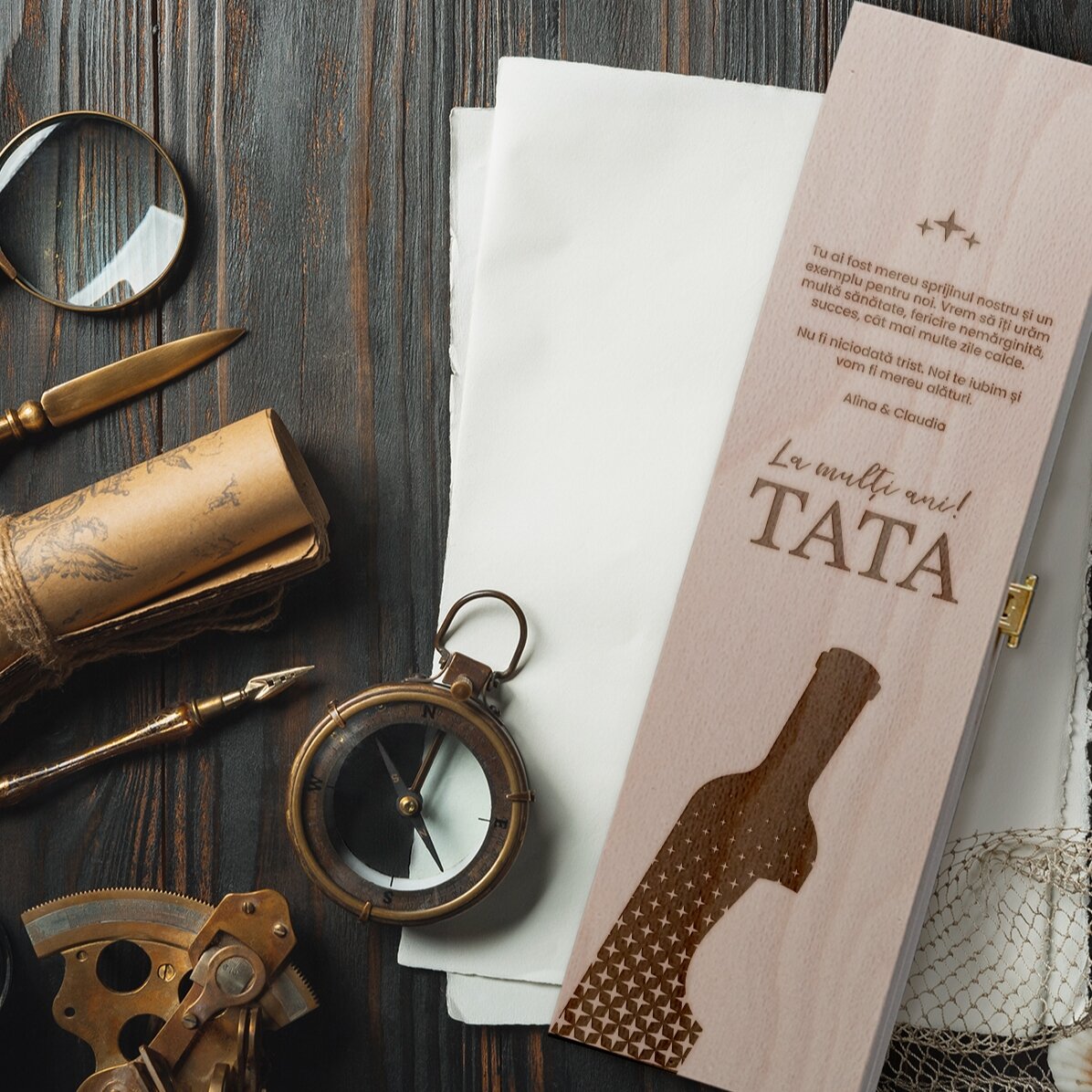 Personalisierte Weinkiste mit Botschaft – TATA