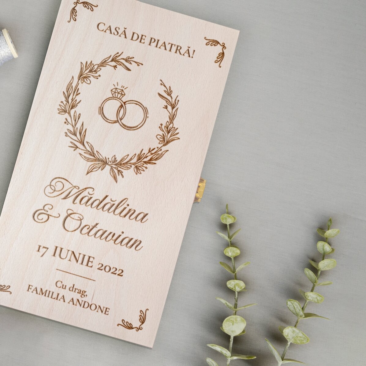 Personalisierte Weinkiste für zwei Flaschen mit Aufdruck – Casa de piatra