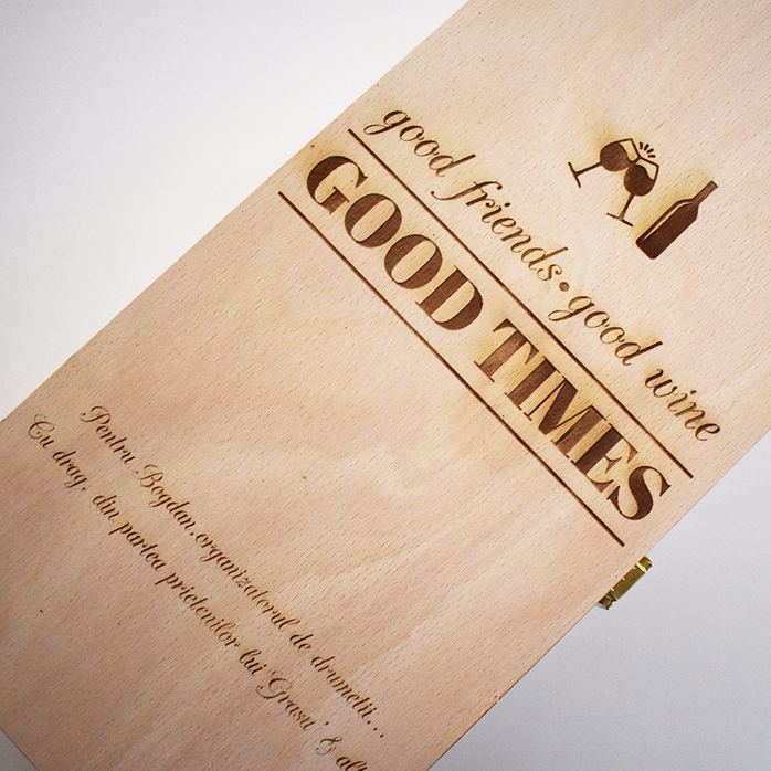Personalisierte Weinkiste für zwei Flaschen – Good Friends, Good Wine, Good Times