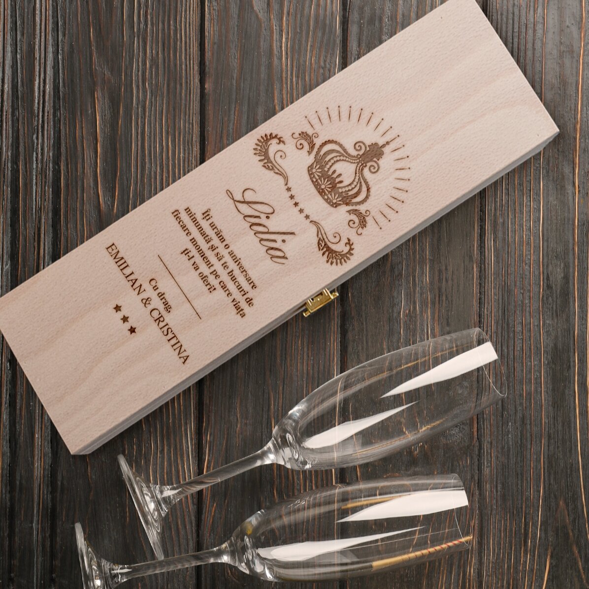 Personalisierte Sektverpackung mit Text – Crown