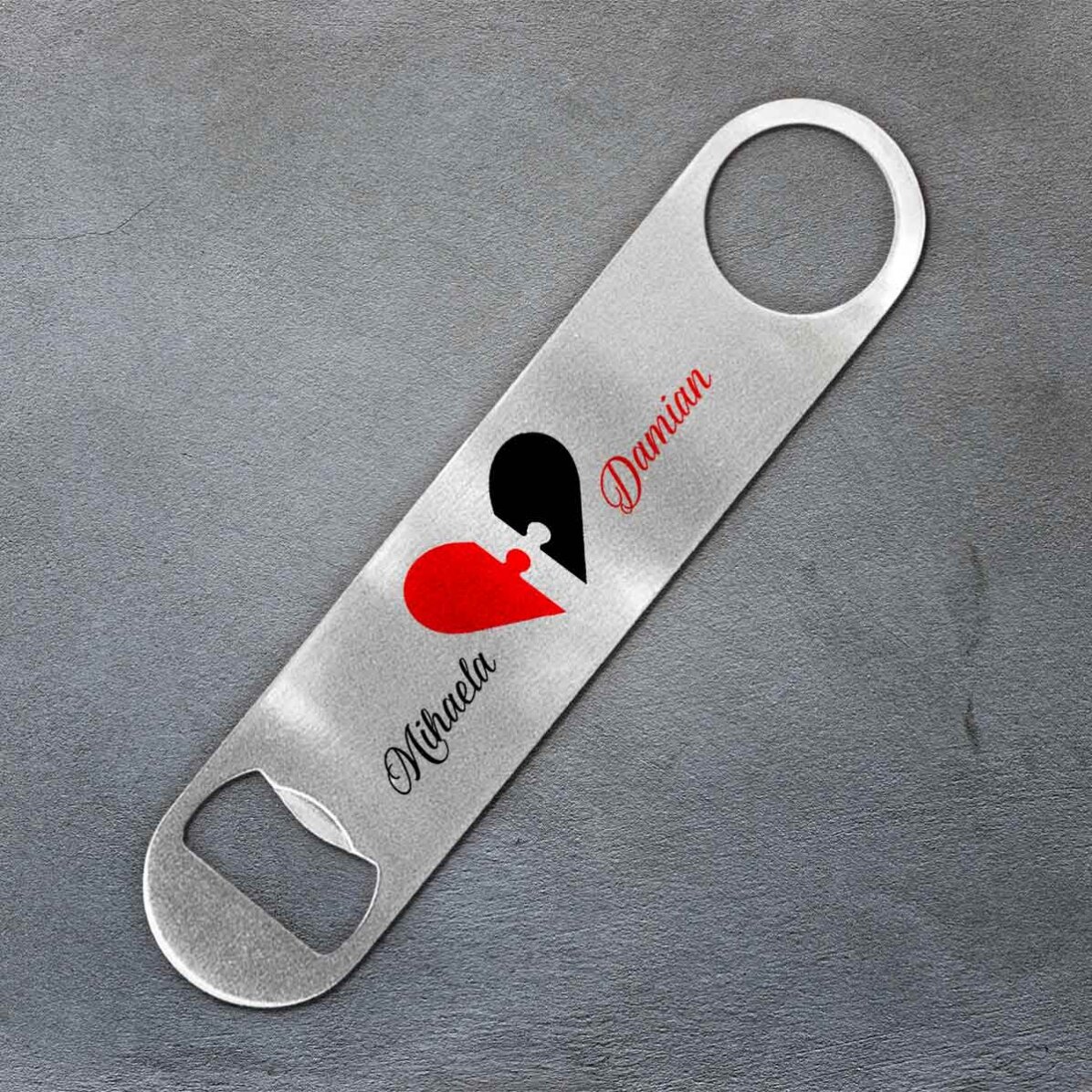 Personalisierter Bieröffner mit Text – Puzzle Heart