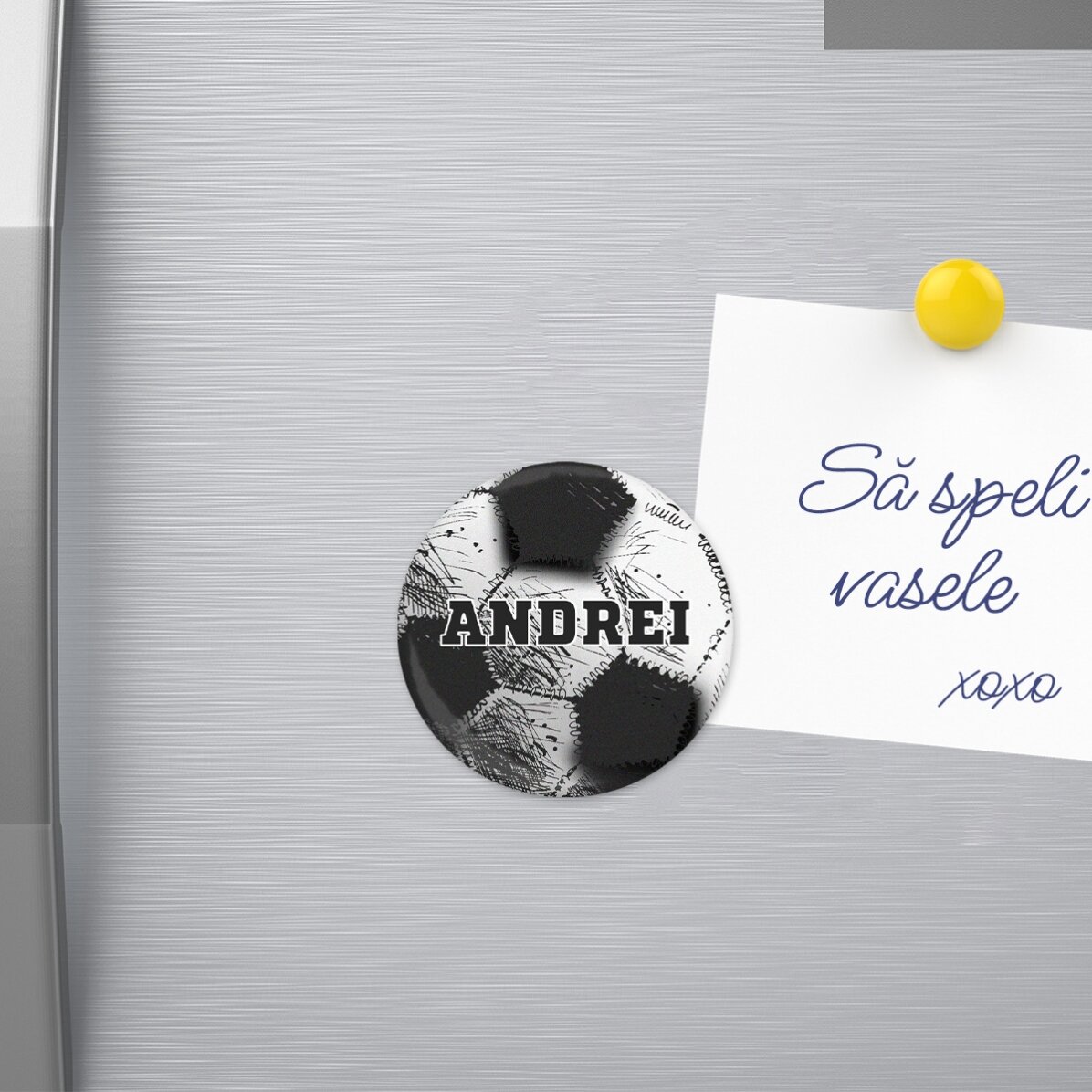 Personalisierter Flaschenöffner mit Magnet und individueller Botschaft – Fußball