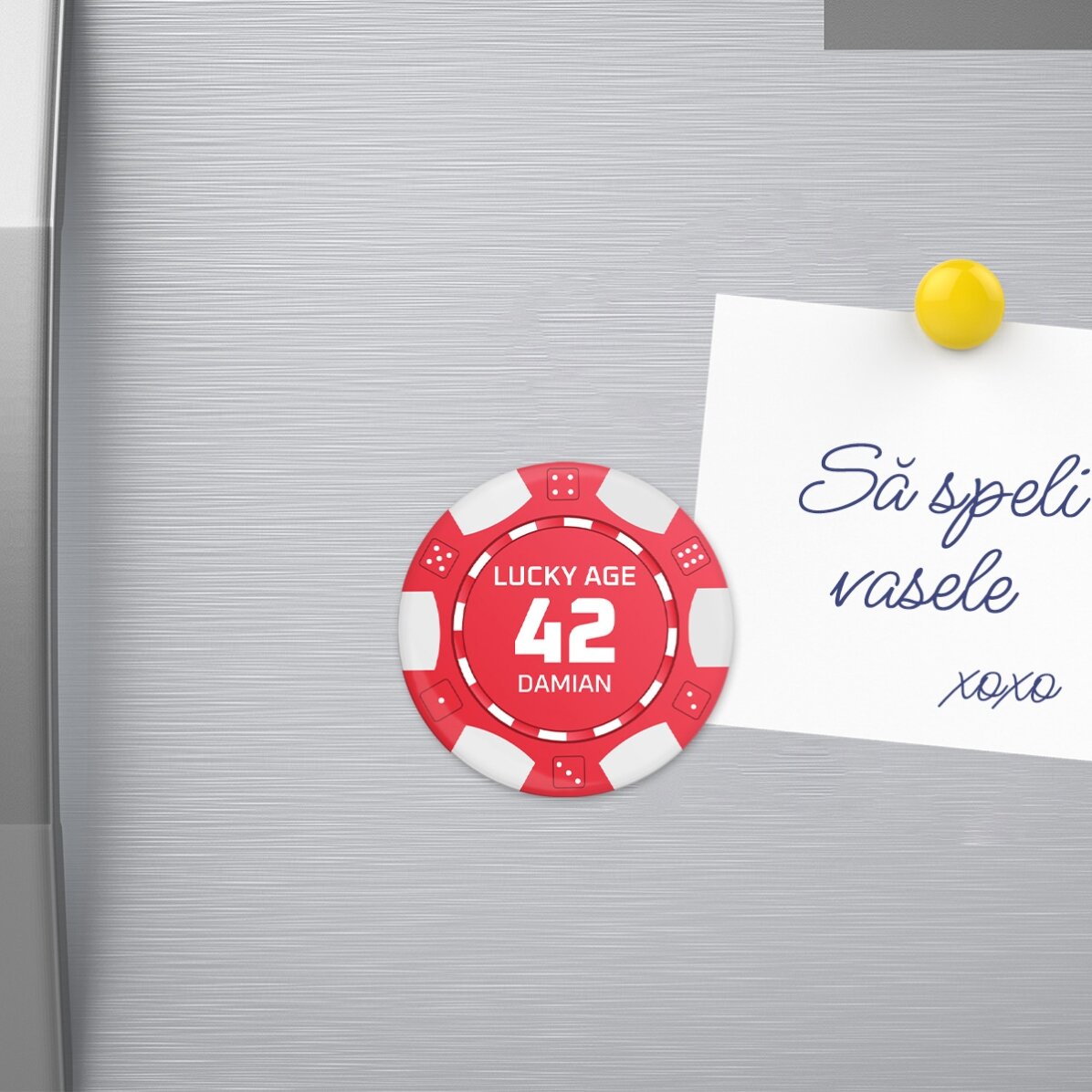 Personalisierter Flaschenöffner mit Magnet und individueller Botschaft – Pokerchip