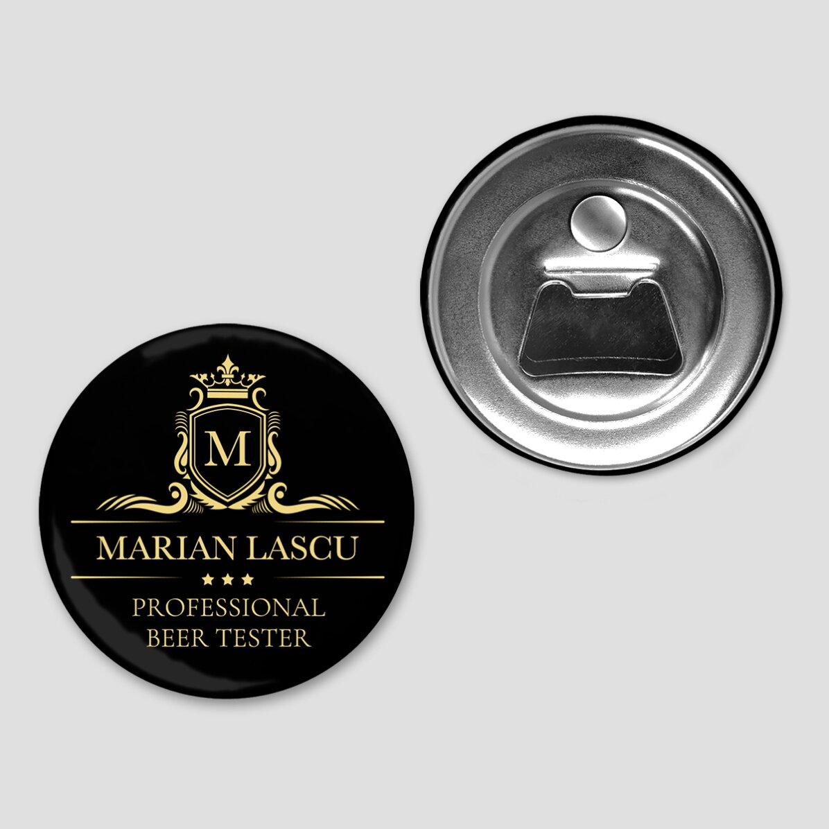 Personalisierter Flaschenöffner mit Magnet und Text – Premium