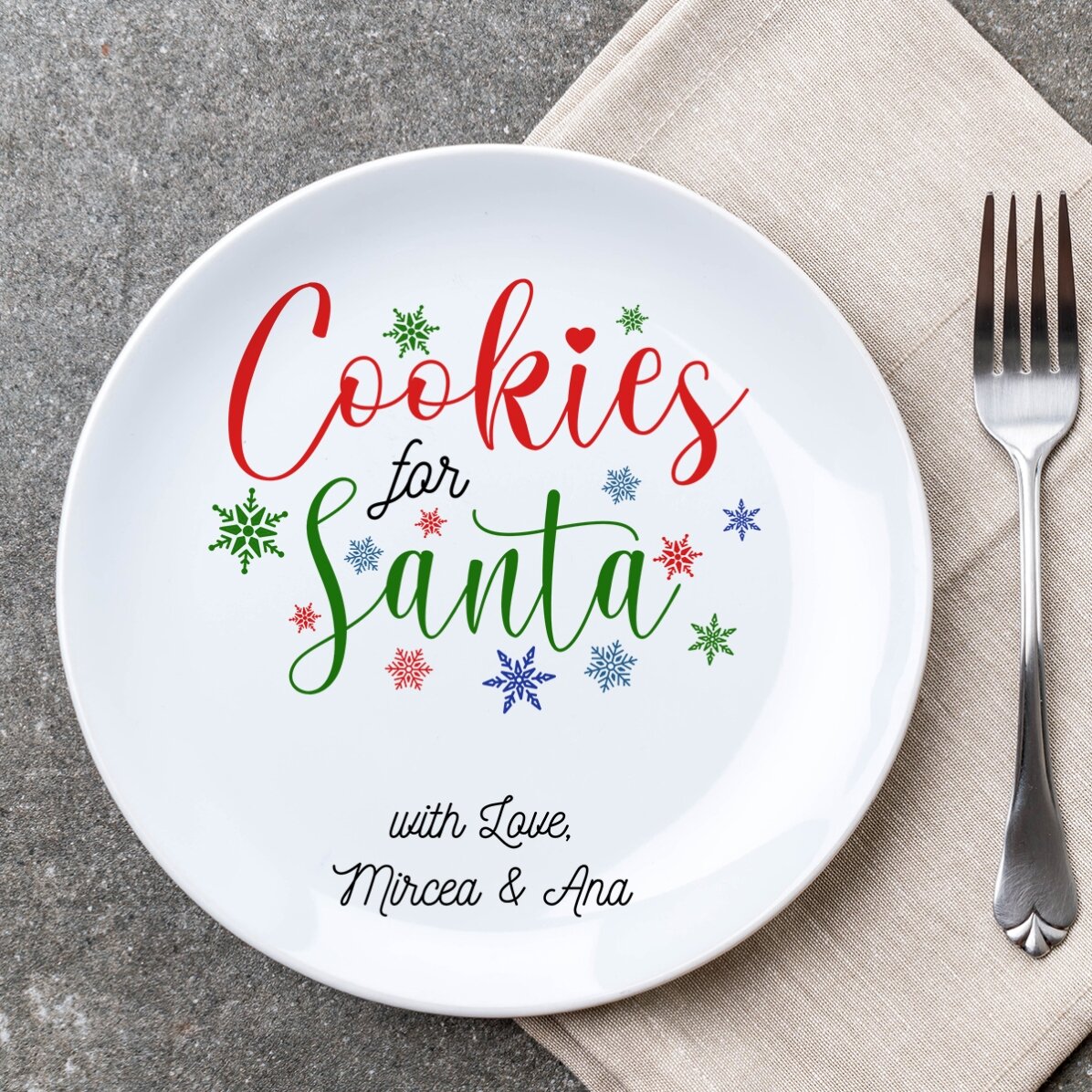 Personalisierter Teller mit Aufdruck – „Cookies for Santa“
