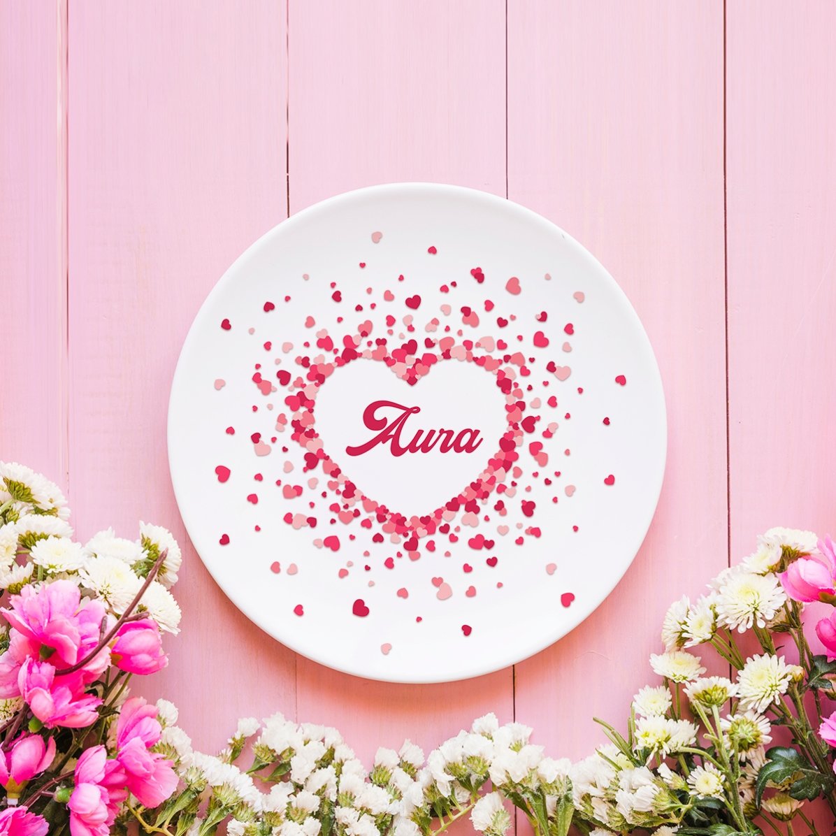 Personalisierter Teller mit Text – Sparkle of Hearts