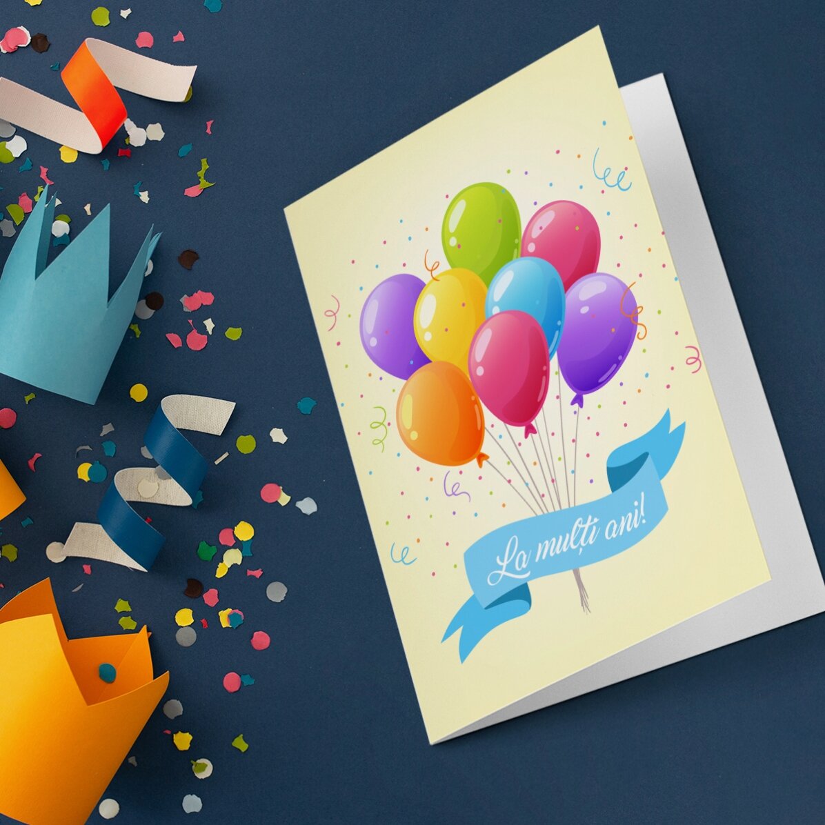 Personalisierte Grußkarte – Bunte Luftballons