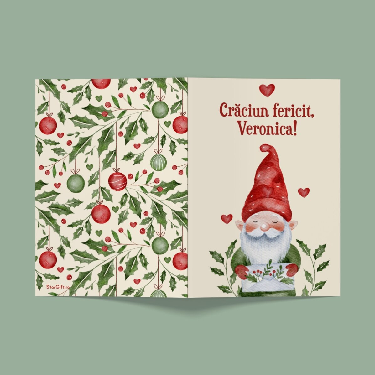 Personalisierte Weihnachtskarte mit Grußtext – Zwerg