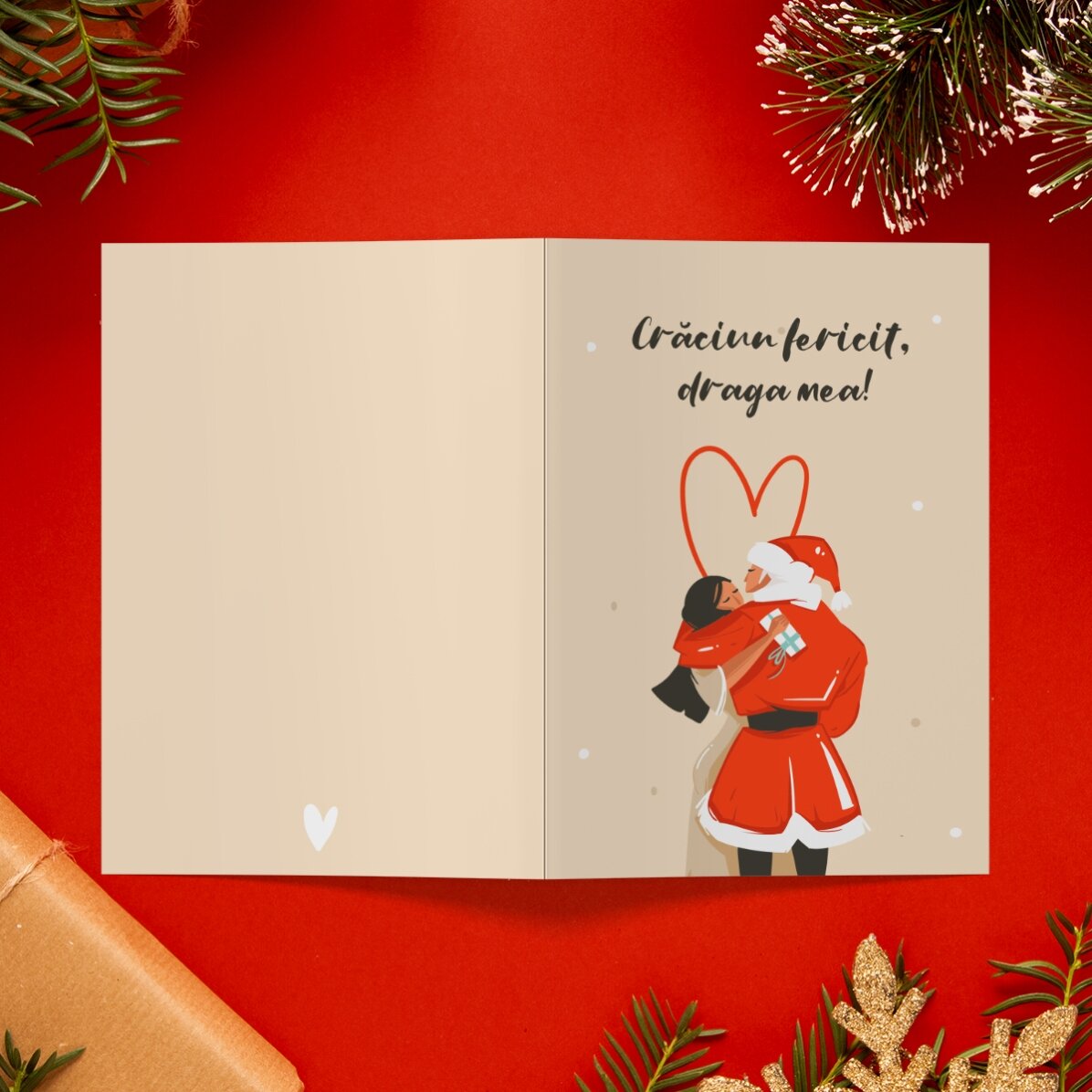 Personalisierte Weihnachtskarte mit einer Botschaft für Paare