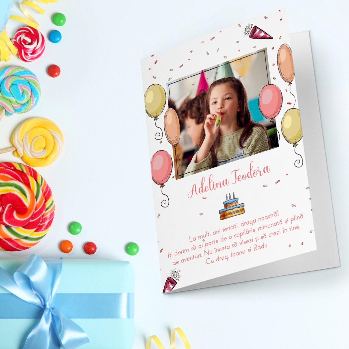 Personalisierte Grußkarte mit Foto und Text – Herzlichen Glückwunsch zum Geburtstag