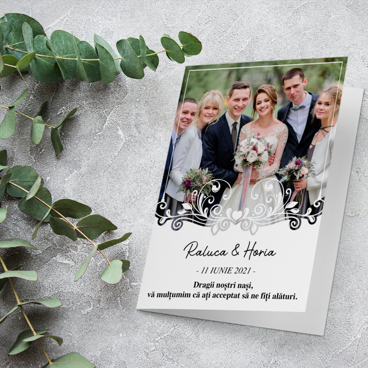 Personalisierte Grußkarte mit Foto und Text – Hochzeit