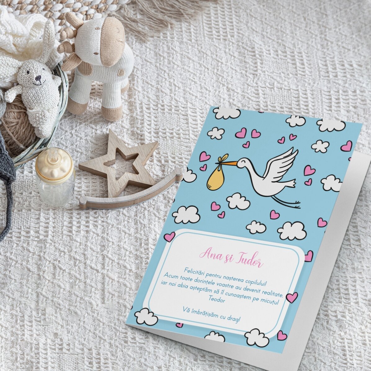 Personalisierte Grußkarte mit Text – New Baby