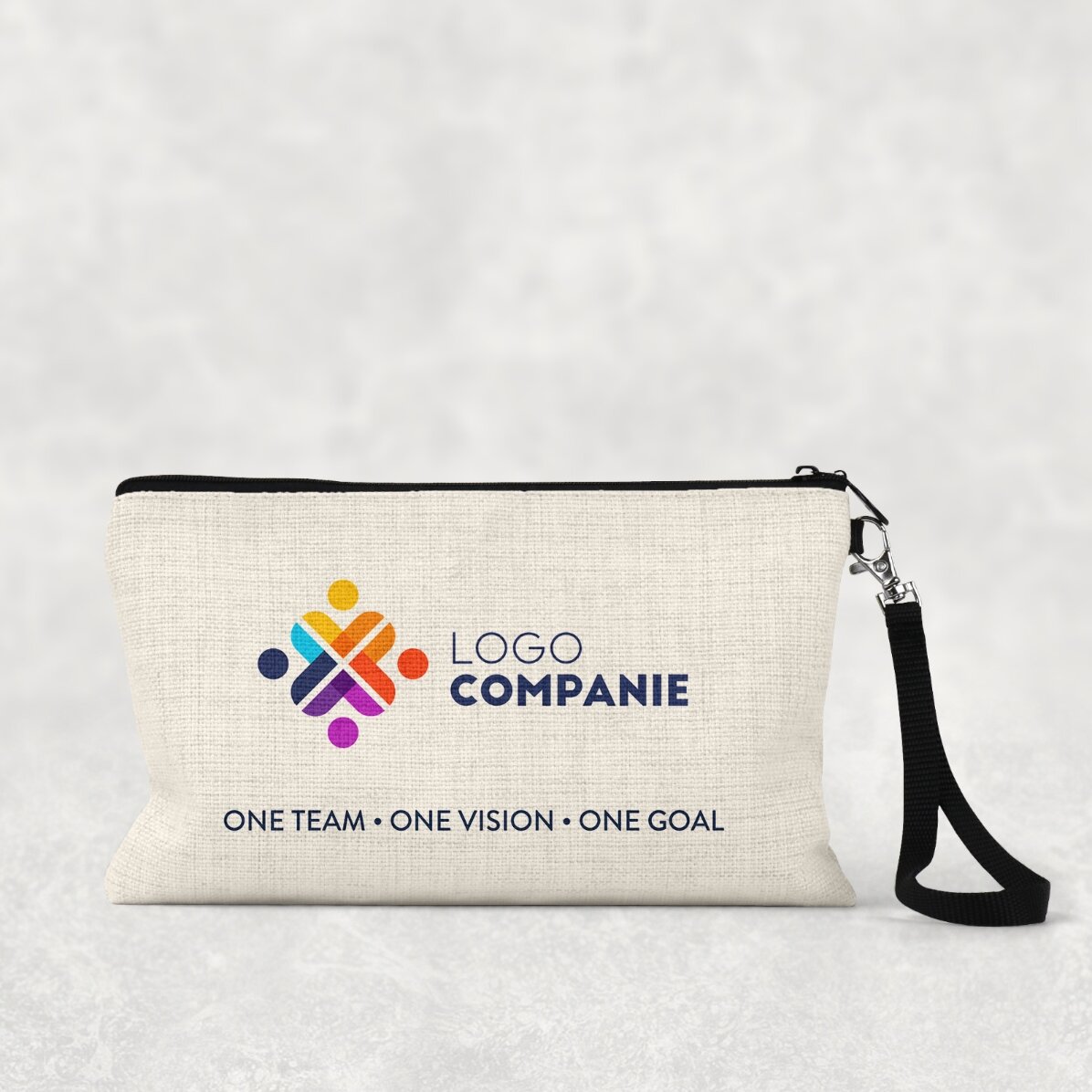 Personalisierte Accessoire-Tasche mit Logo und Text
