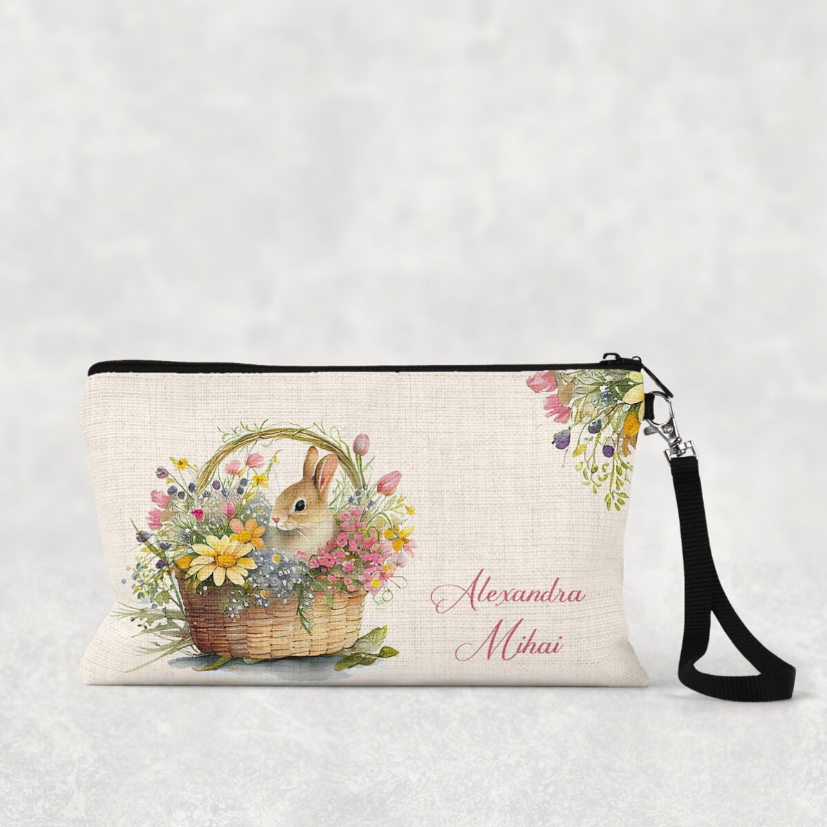 Personalisierte Accessoire-Tasche mit Namen – Hase