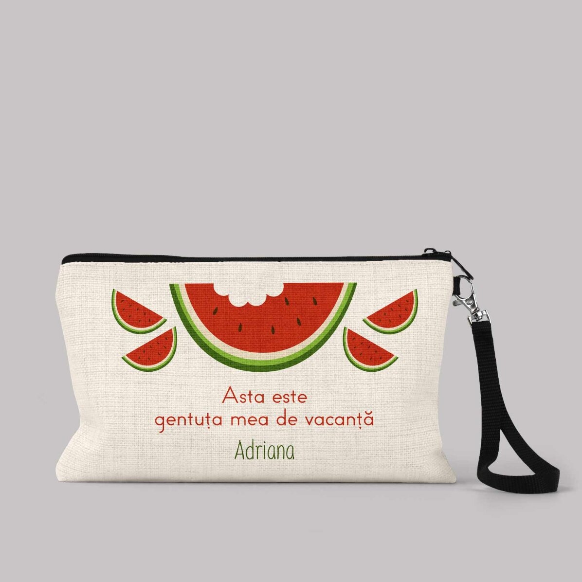 Personalisierte Accessoire-Tasche mit Text – Watermelon