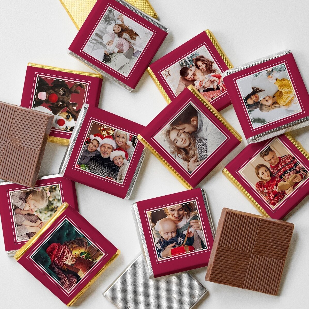 Kugel mit 10 personalisierten Mini-Pralinen mit Fotos
