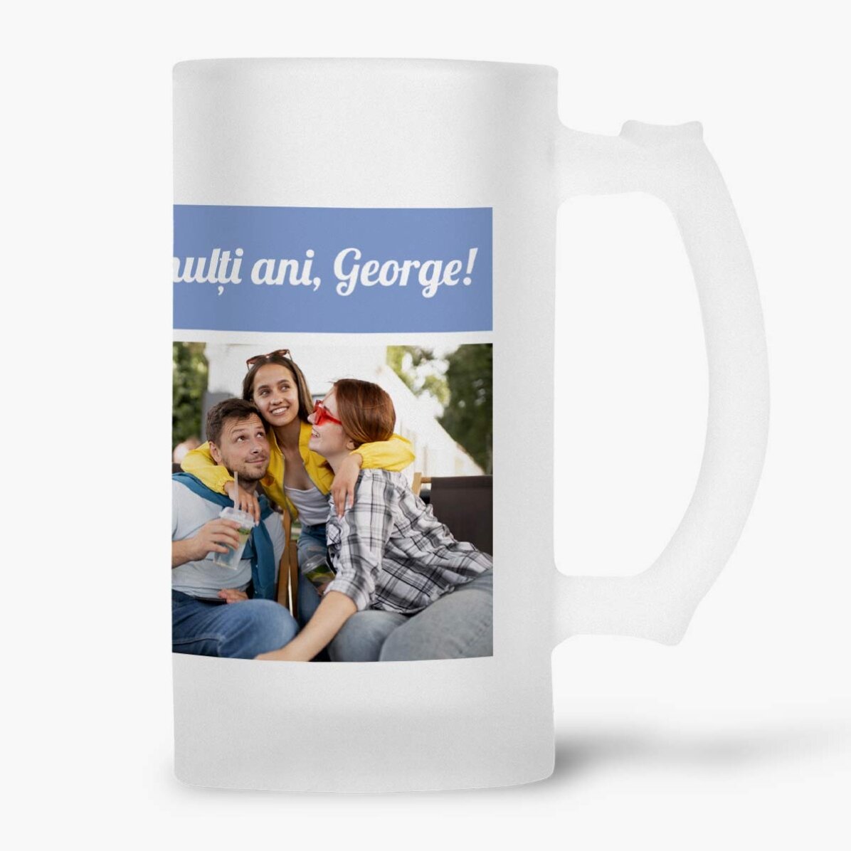 Personalisierter Bierkrug mit 7 Fotos und einer Botschaft