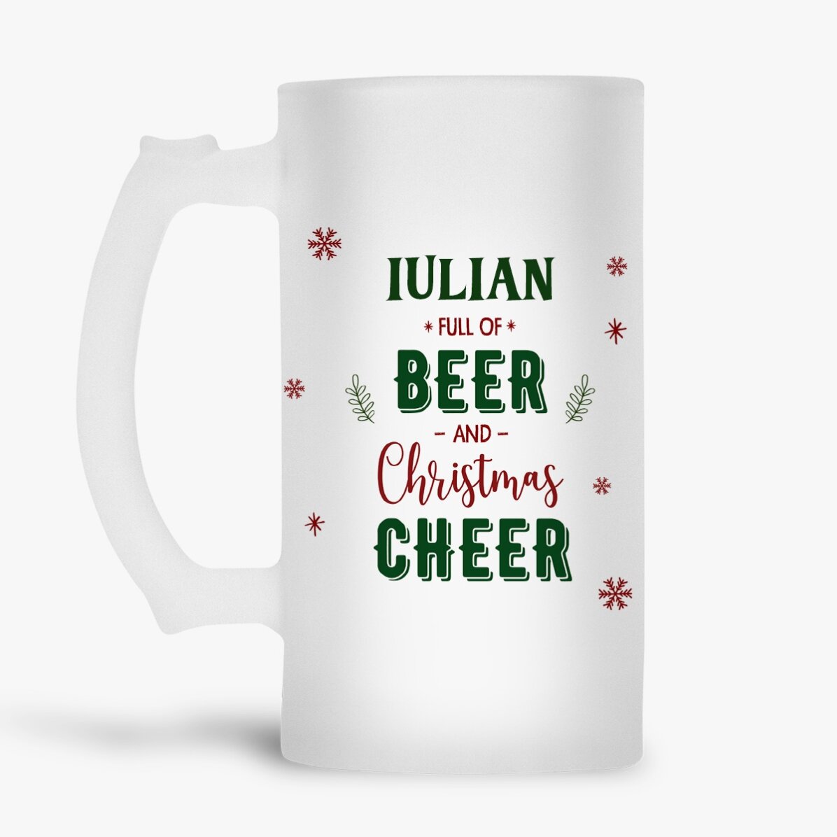 Personalisierter Bierkrug mit Namen – Weihnachtsstimmung