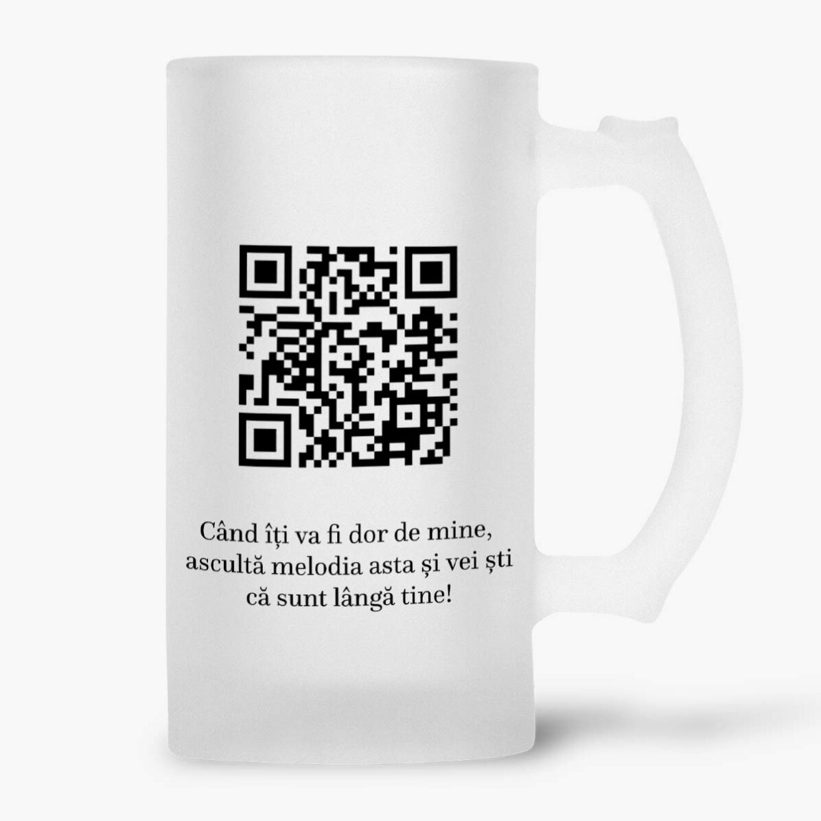 Personalisierter Bierkrug mit Foto, Botschaft und QR-Code