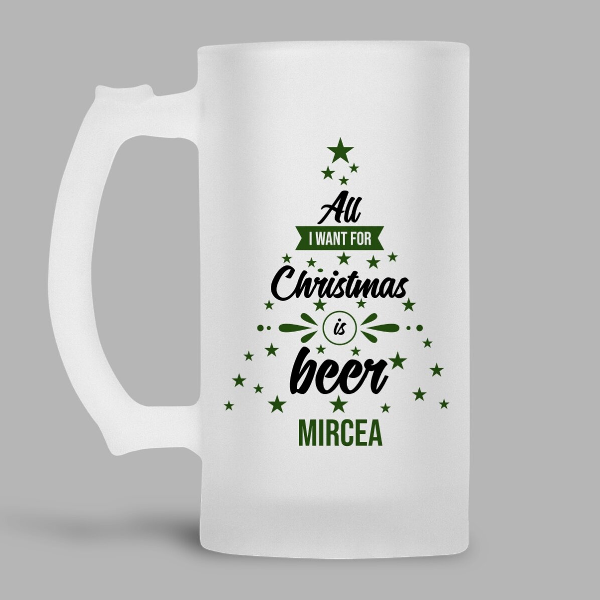 Personalisierter Bierkrug mit Aufdruck – „All I Want for Christmas“