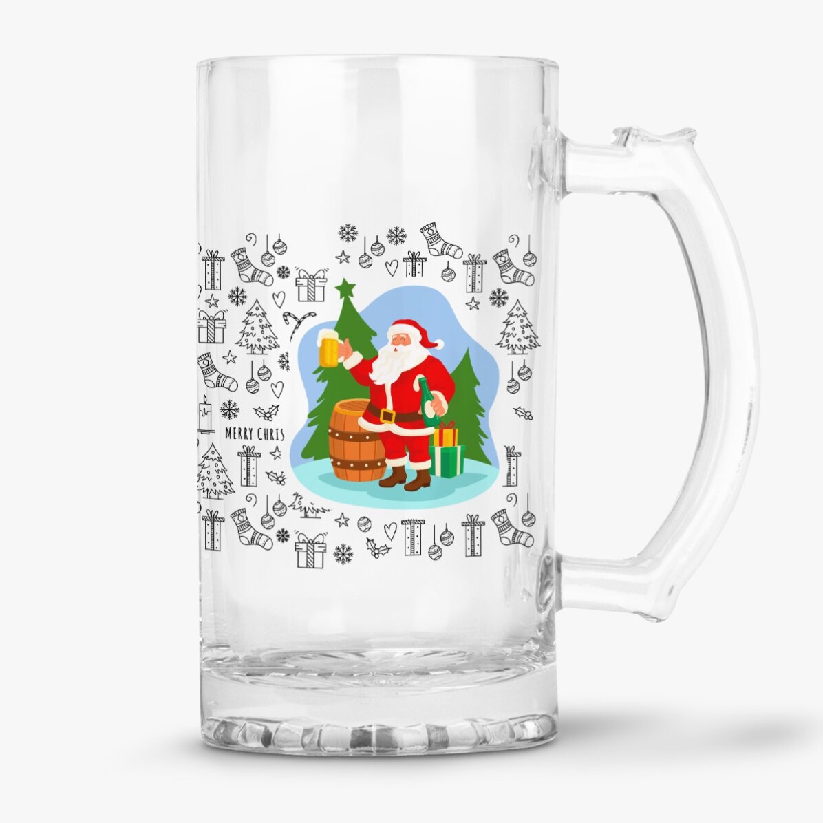 Personalisierter Bierkrug mit Weihnachtsaufschrift – Ho Ho Hold My Beer