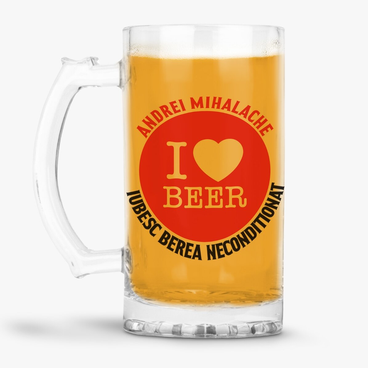 Personalisierter Bierkrug mit Aufdruck – „I love beer“