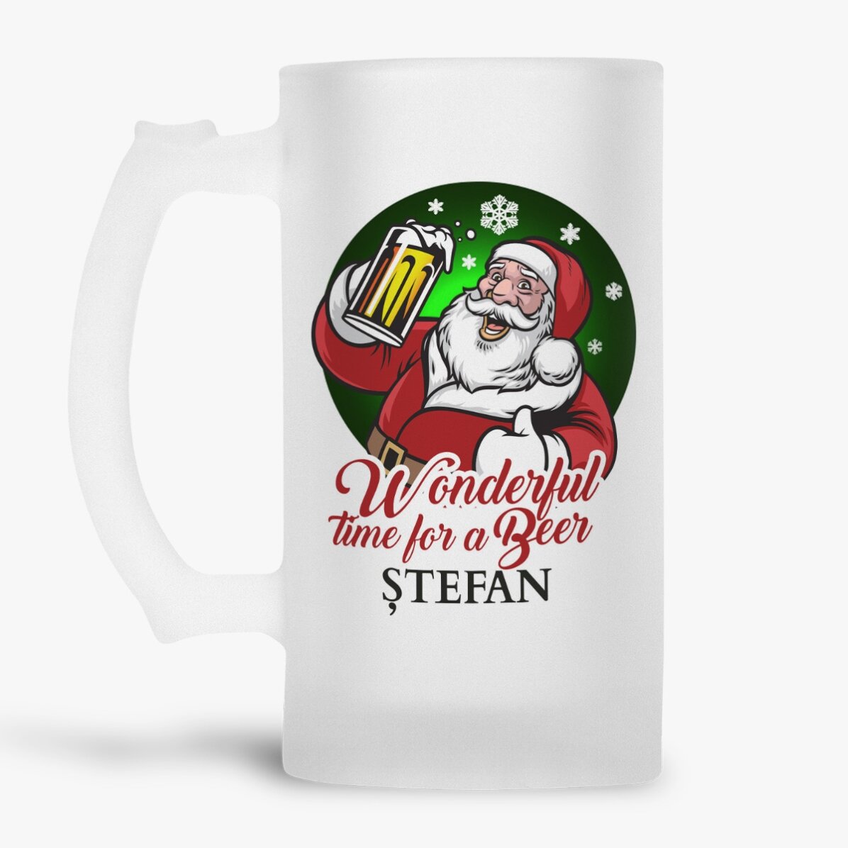 Personalisierter Bierkrug mit Aufdruck – „Wonderful time for a beer“