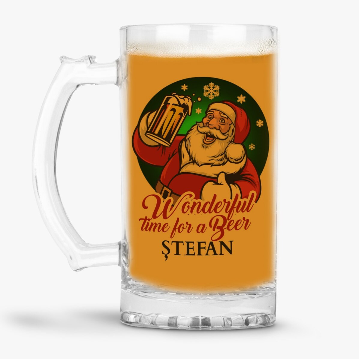 Personalisierter Bierkrug mit Aufdruck – „Wonderful time for a beer“