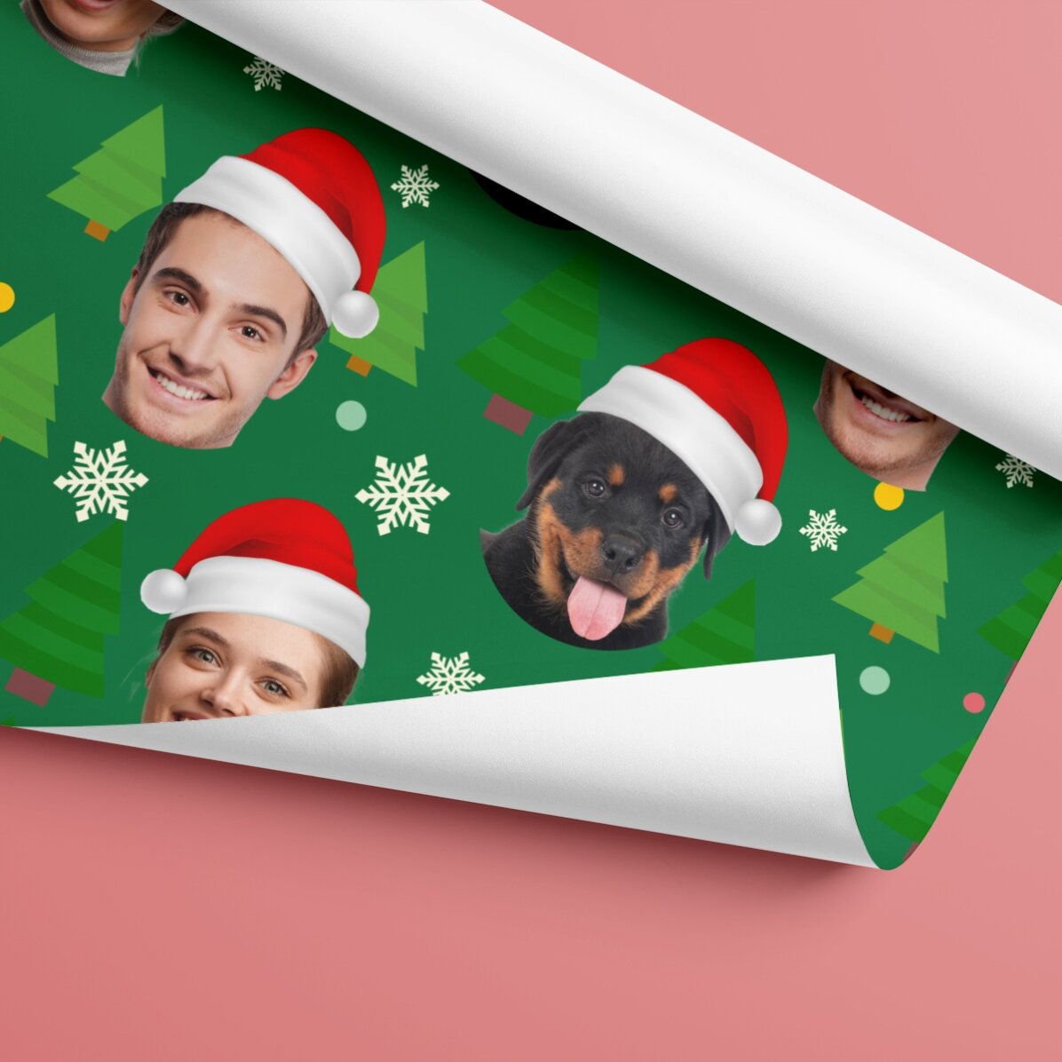 Individuell gestaltetes Geschenkpapier mit 3 Fotos – Funny Christmas