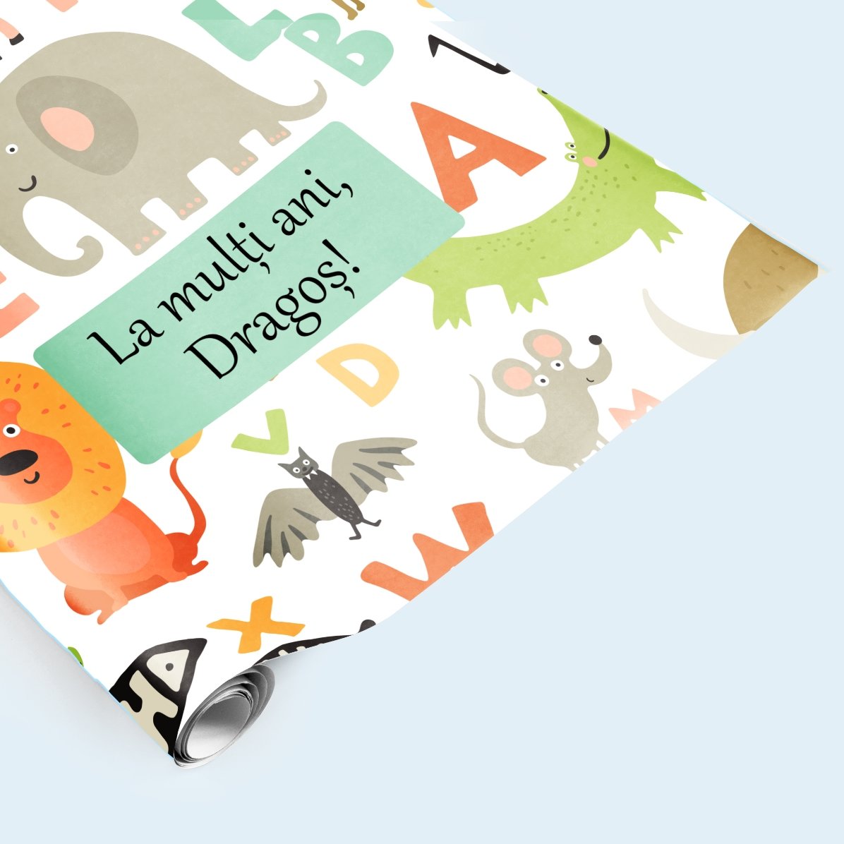 Individuell gestaltetes Geschenkpapier mit Text – Tierchen
