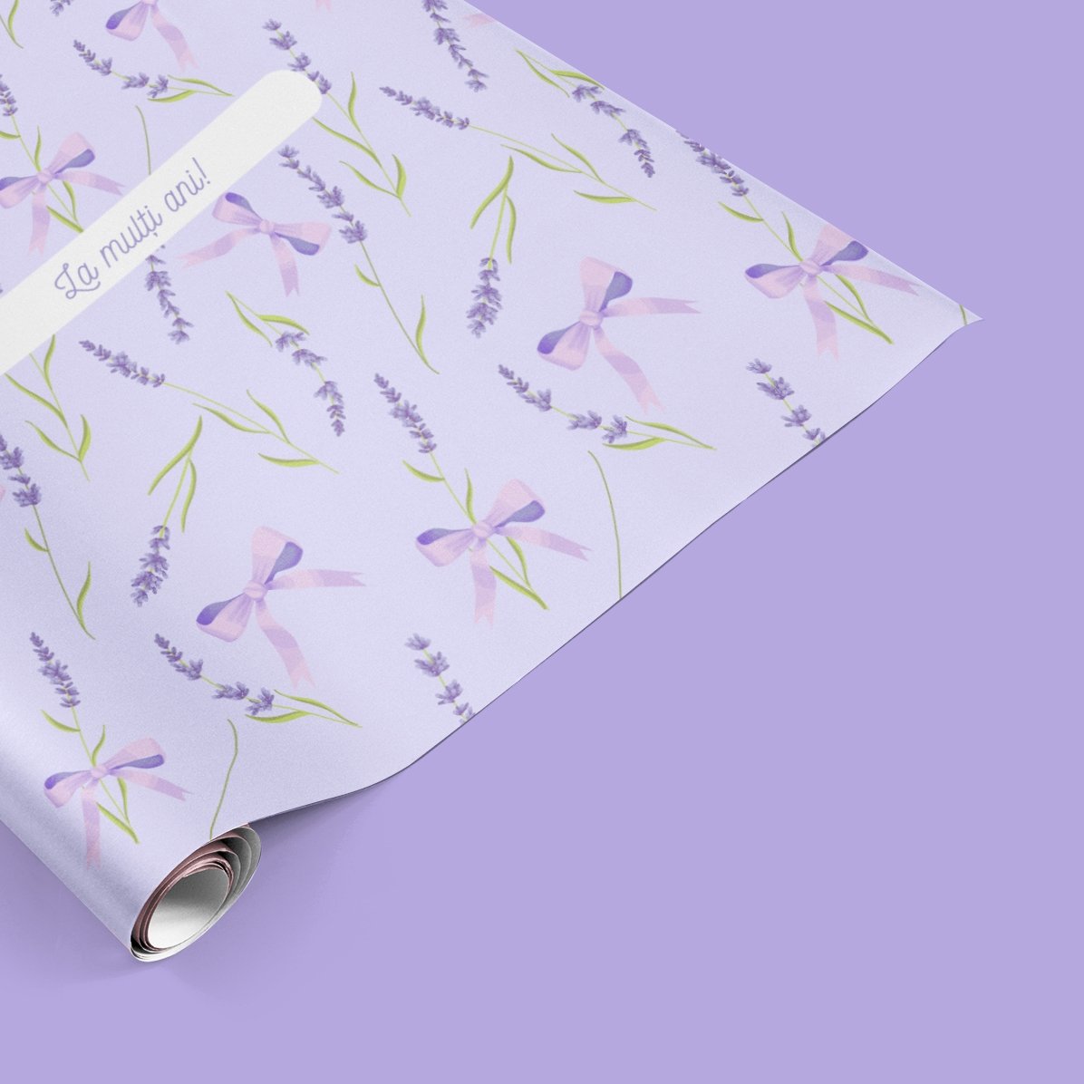 Individuell gestaltetes Geschenkpapier mit Text – Lavendel