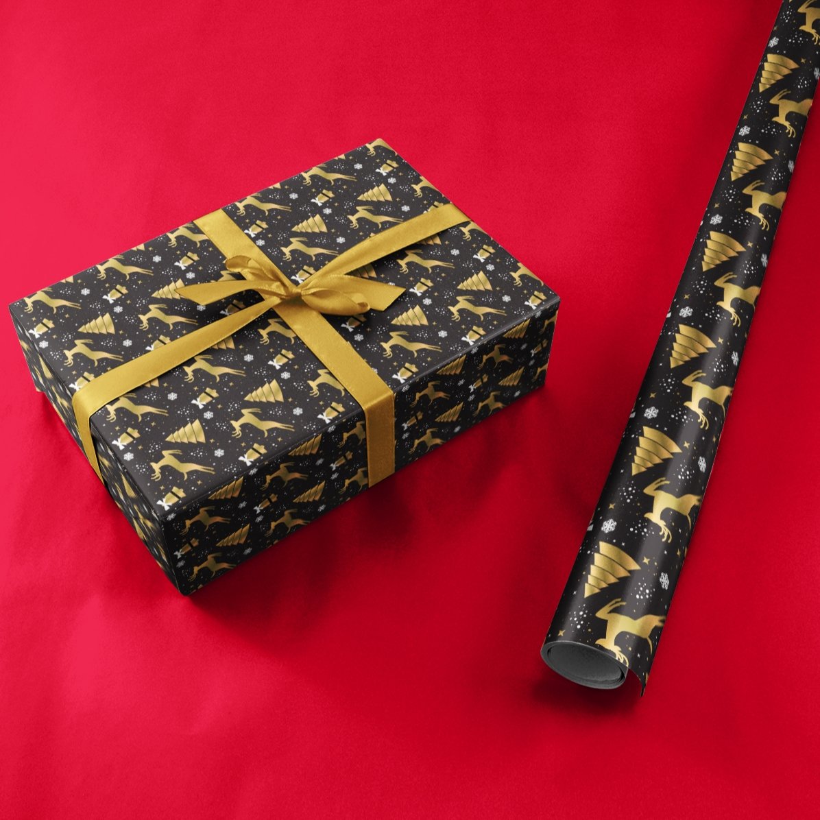 Individuell gestaltetes Geschenkpapier mit Text in einem Rahmen – Weihnachtsmotiv