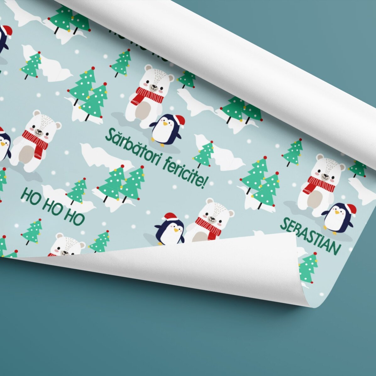 Individuell gestaltetes Geschenkpapier mit Text für Kinder – Weihnachten