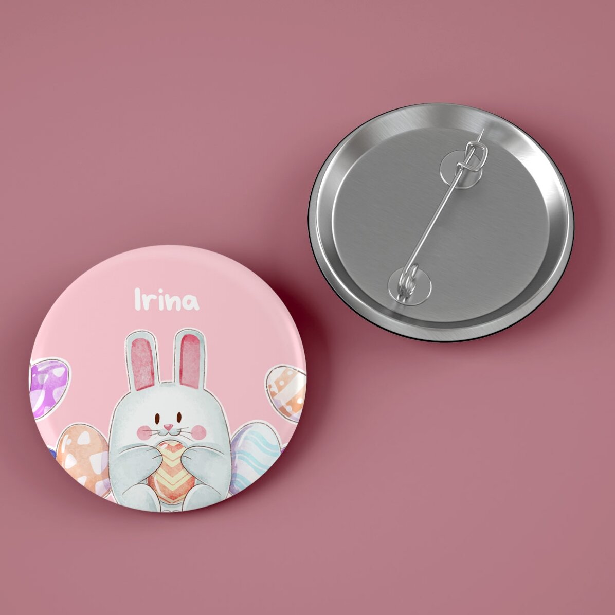 Personalisiertes Button mit Osterbotschaft – Hase
