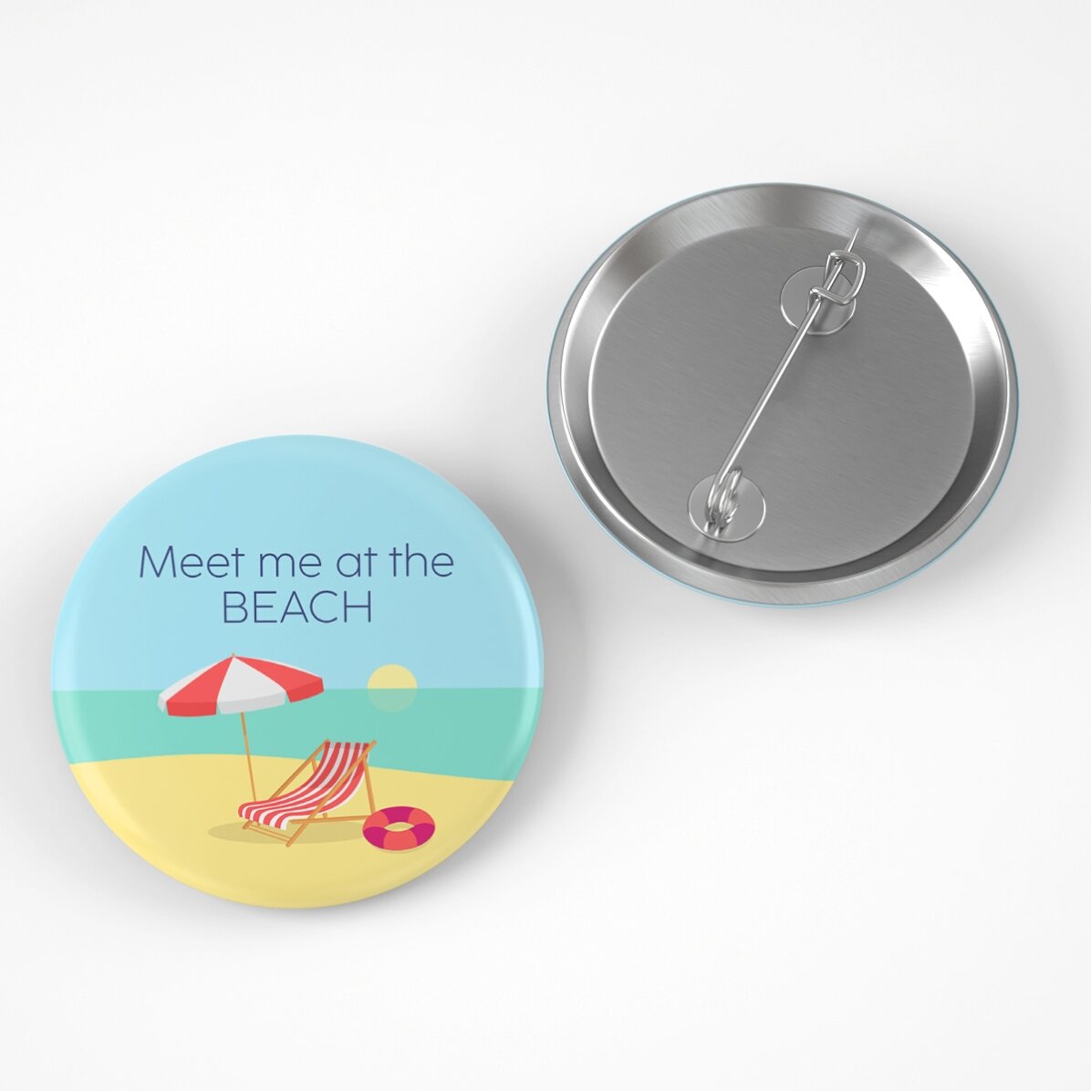 Personalisiertes Button mit Botschaft – Beach time