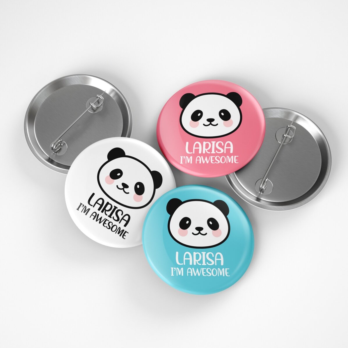 Personalisiertes Button mit Text – Panda