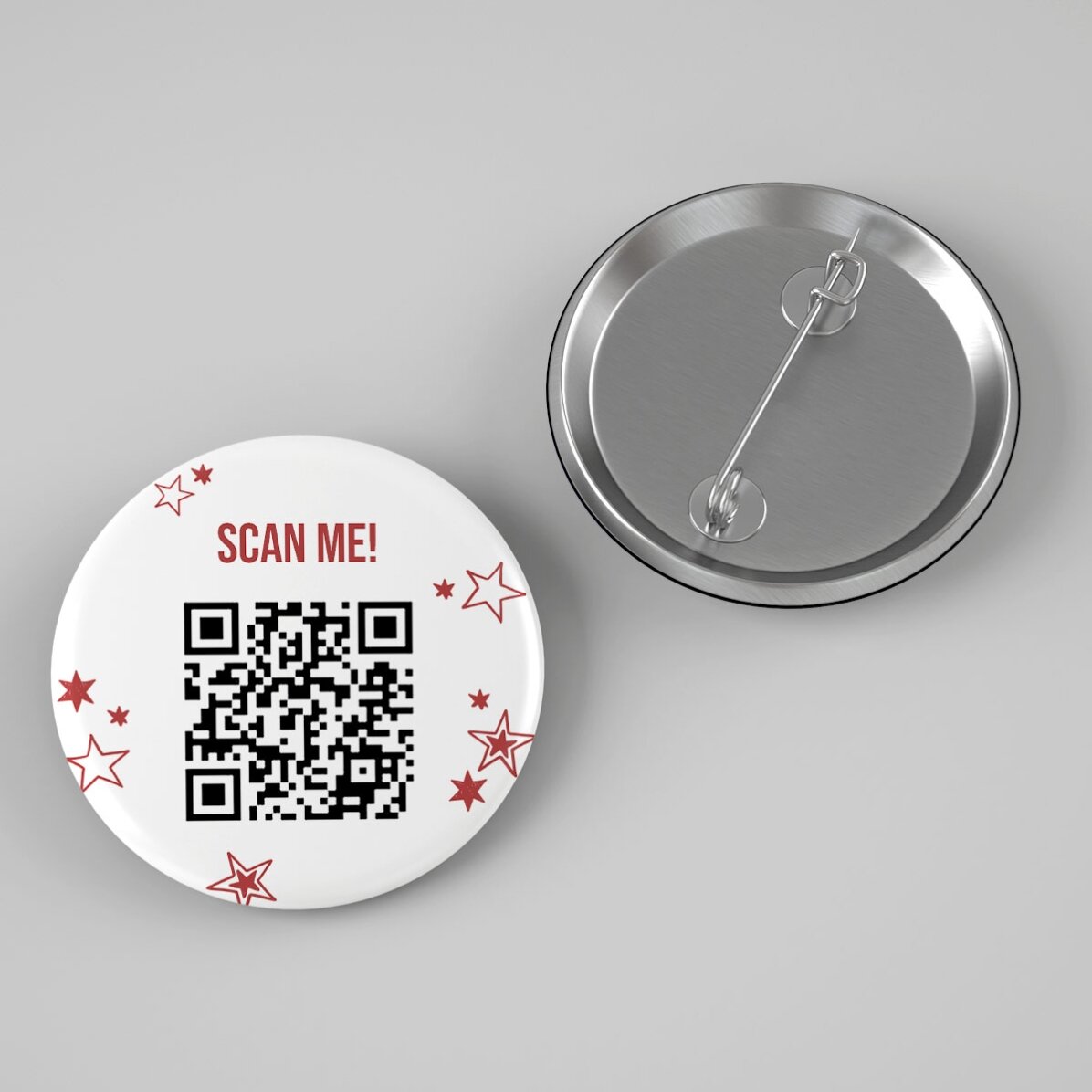 Personalisiertes Button mit Text und QR-Code