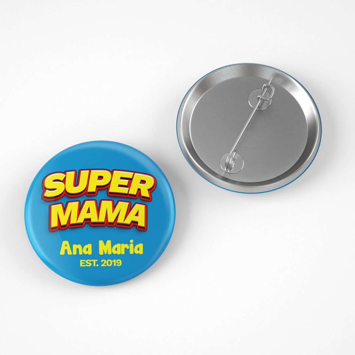 Personalisiertes Button mit Text – Super Mama