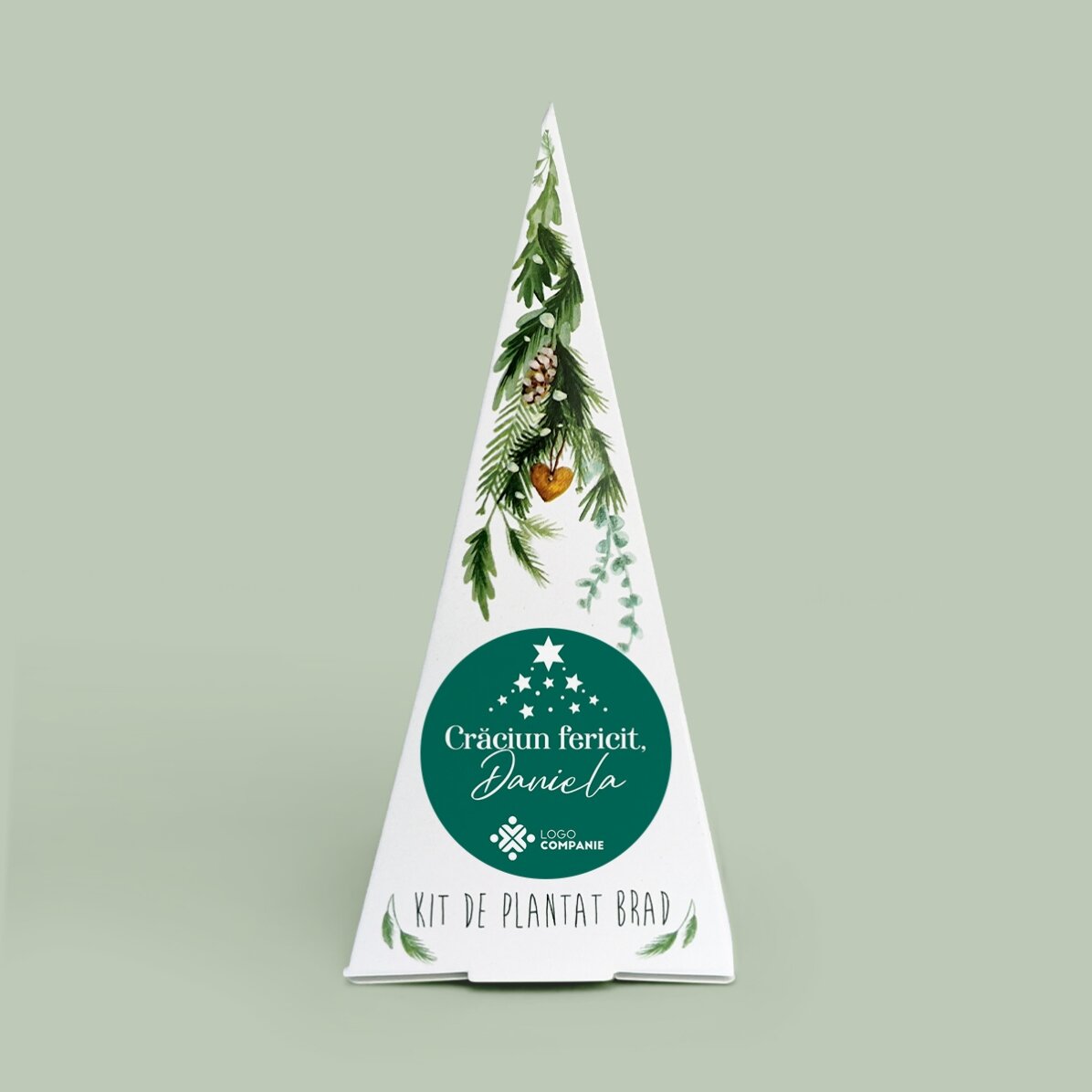 Individuell gestaltetes Tannenbaum-Pflanzset mit Logo und Botschaft