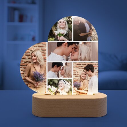 Personalisierte LED-Nachtlampe in Herzform mit 7 Fotos