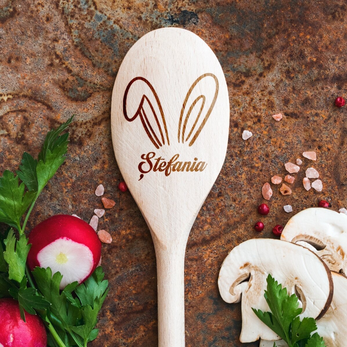 Personalisierter Holzlöffel – Bunny Ears