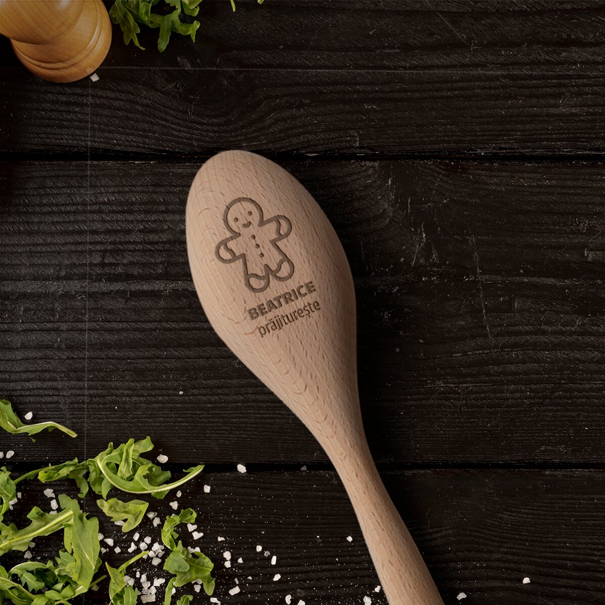 Personalisierter Holzlöffel – Gingerbread
