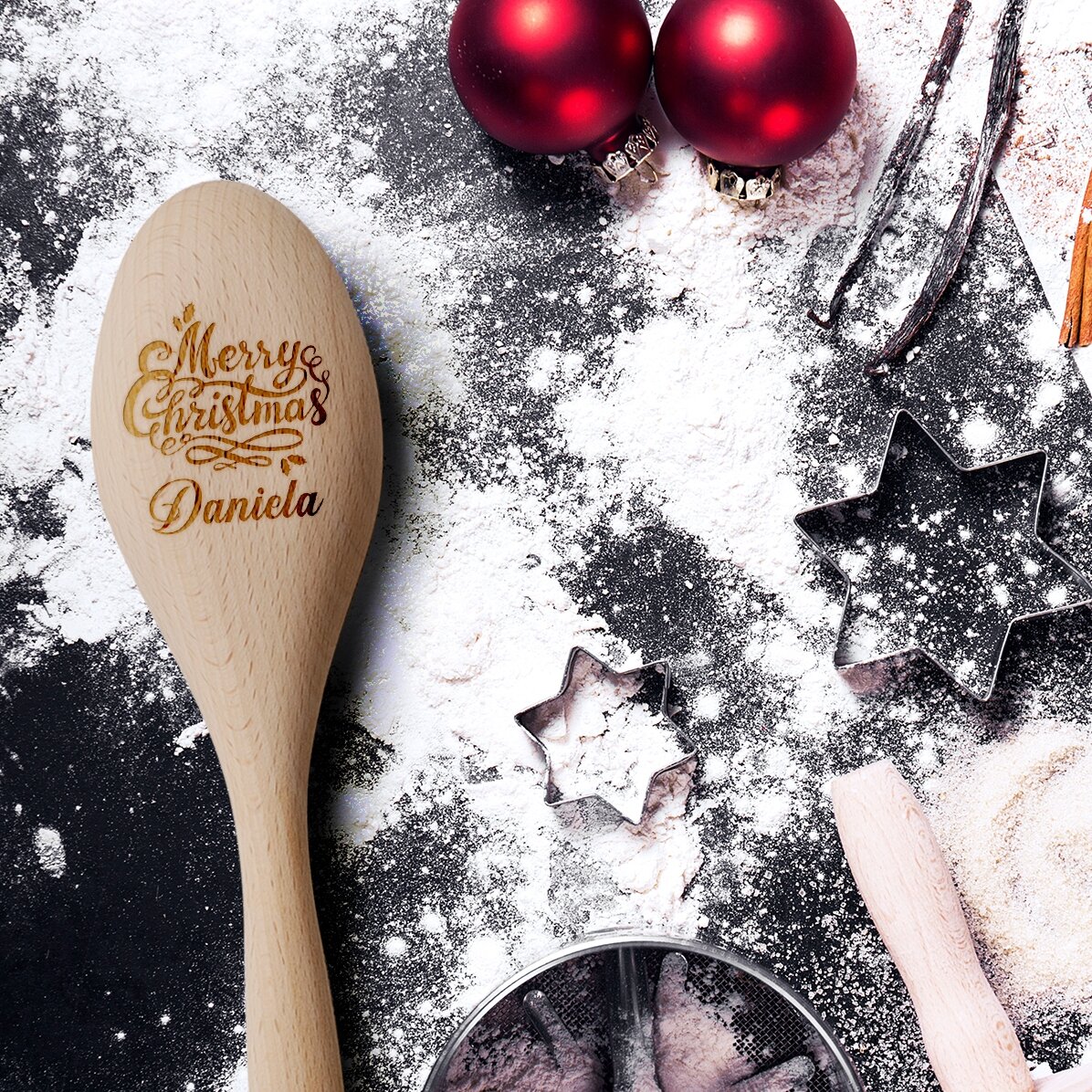 Personalisierter Holzlöffel – Merry Christmas to you
