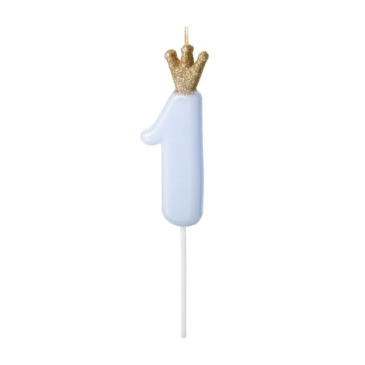 Tortenkerzen – Blaue Zahl mit Krönchen, 9,5 cm