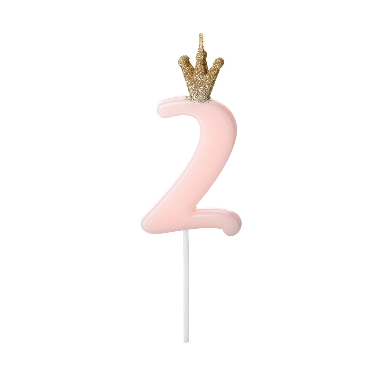 Tortenkerzen – Rosa Zahl mit Krönchen, 9,5 cm
