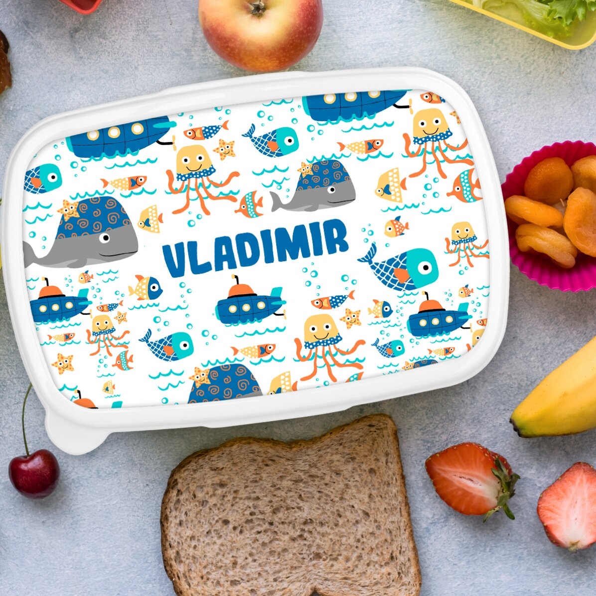 Lunchbox, personalisierte Auflaufform mit Text – Blue Sea